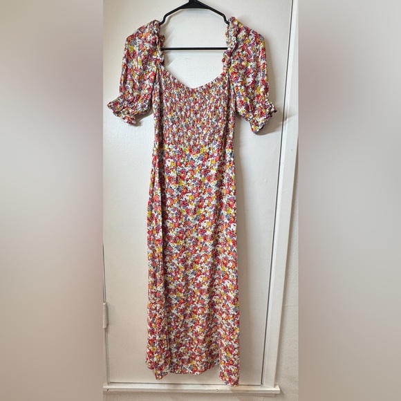 Faithfull the Brand X Lennox Midi Ditzy Floral White Red Yellow Dress Size Small - Picture 9 of 14